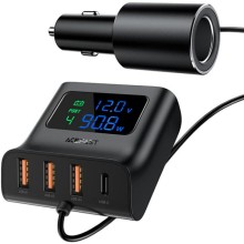 АЗУ Acefast B8 digital display car HUB charger (Black)