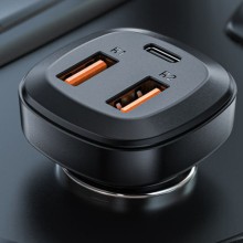 АЗУ Acefast B9 66W (2USB-A+USB-C) three port metal car charger – Black