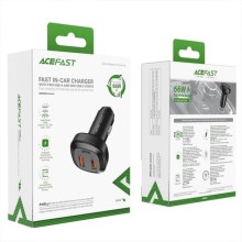 АЗУ Acefast B9 66W (2USB-A+USB-C) three port metal car charger – Black