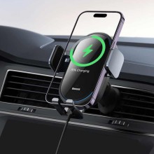 Автотримач з БЗП Baseus LightChaser Wireless Charging Electric Car Mount 15W (C40355900121-00) – Black