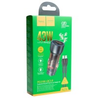 АЗП Hoco NZ8 PD43W + QC3.0 + Type-C to Lightning – Коричневий