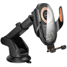 Автотримач з БЗП Hoco HW34 Blue whale 3-axis linkage wireless 15W (center console) – Чорний