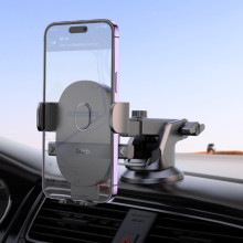 Автотримач Hoco H19 Mighty one-button (center console) – Чорний