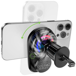 Автодержатель с БЗУ Hoco HW36 Electric 15W with cooler (air outlet)