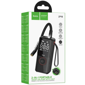 Автомобильный насос Hoco ZP18 Enlighten smart air pump – Черный