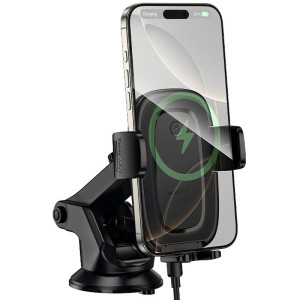 Автодержатель с БЗУ Borofone BH223 Follower 15W (center console) – Черный