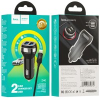 АЗП Hoco Z40 (2USB 2.4A) + Lightning – Чорний