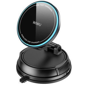 Автодержатель с БЗУ WIWU CH-326 Universal Vacuum Suction Magnetic 15W – Черный