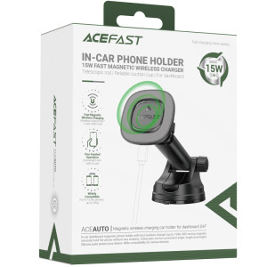 Автодержатель с БЗУ Acefast D47 Magnetic Charging 15W (center console) – Черный