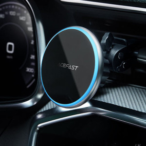 Автотримач з БЗП Acefast D3 magnetic wireless 15W (air outlet) – Срібний
