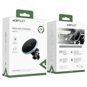 Автотримач з БЗП Acefast D3 magnetic wireless 15W (air outlet) – Срібний