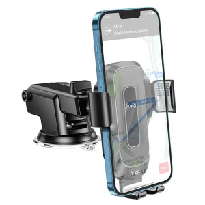 Автотримач з БЗП Hoco HW3 Wise 15W (center console) – Чорний