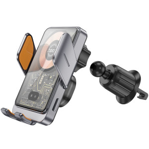 Автодержатель с БЗУ Hoco HW7 Transparent Discovery 15W (air outlet) – Серый