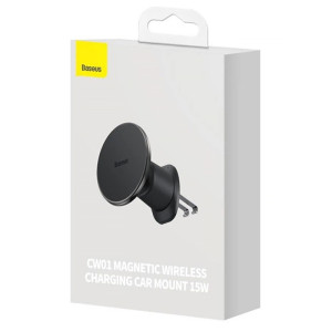 Автодержатель с БЗУ Baseus CW01 Magnetic 15W (air outlet) (C40141001111) – Черный