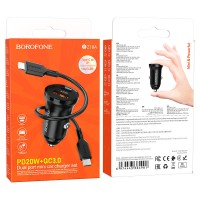 АЗП Borofone BZ18A PD20W+QC3.0 + Type-C to Lightning – Чорний