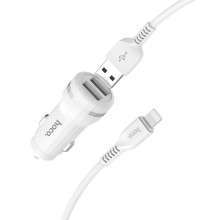АЗП Hoco Z27 Staunch (2USB 2.4A) (+кабель Lighthing) – Білий