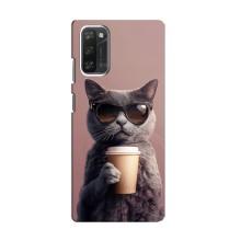 Чохол з принтом стильні тварини для Блэквью А100 – Кіт з кавою
