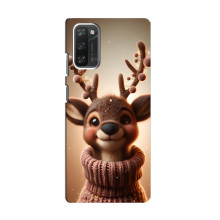 Яркий чехол для Blackview A100 с Зимними Оленятами (Олень в свитере)