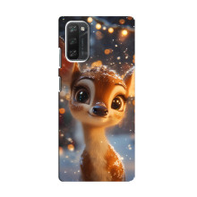 Яркий чехол для Blackview A100 с Зимними Оленятами (Оленёнок среди гирлянд)