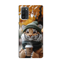 Печатный чехол «Зверята с кофе» для Blackview A100 – Тигр с кофе