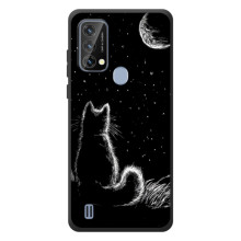 Чехол с принтом для Blackview A50 (AlphaPrint) Модные коты (Котик и луна)