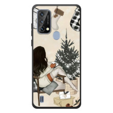 Рождественские, Праздничные Чехлы для <td>Блеквью А50 <tbody> (Девушка с елкой)