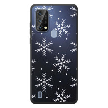 Зимние Чехлы для <td>Блеквью А50 <tbody> - прозрачный фон (Белые снежинки)