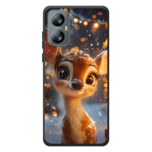 Яркий чехол для Blackview A52 Pro с Зимними Оленятами (Оленёнок среди гирлянд)