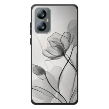 Чохол з квітковим принтом на Чорнийвид А52 (Чорні квіти)