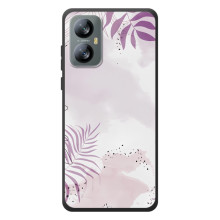 Чохол з квітковим принтом на Чорнийвид А52 (Фіолетове листя)