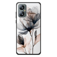 Чохол з квітковим принтом на Чорнийвид А52 (Квіти на білому)