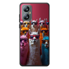 Чохол з принтом стильні тварини для Чорнийвид А52 (Лами в окулярах)