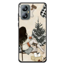Рождественские, Праздничные Чехлы для Блэквью А52 (Девушка с елкой)