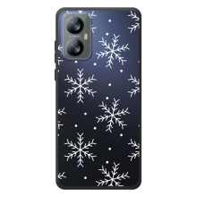 Зимние Чехлы для Блэквью А52 - прозрачный фон – Белые снежинки