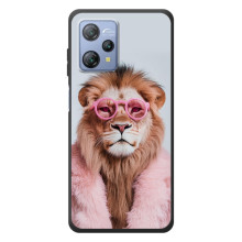 Чехол с принтом стильные животные для Блэквю А53 Про (Лев в очках)