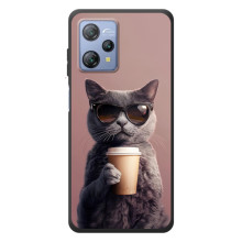 Чехол с принтом стильные животные для Блацвью А53 (Кот с кофе)