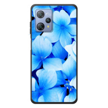 Силиконовый бампер с принтом (цветочки) на Блэквью А53 (Синие цветы)
