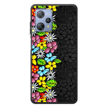 Силиконовый бампер с принтом (цветочки) на Блэквью А53 (Яркие цветы на черном)