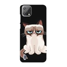 Чехол с принтом для Blackview A55 (AlphaPrint) Модные коты (Грустный кот)
