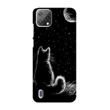 Чехол с принтом для Blackview A55 (AlphaPrint) Модные коты (Котик и луна)