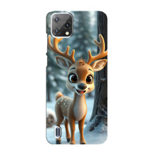 Яркий чехол для Blackview A55 с Зимними Оленятами (Оленёнок в лесу)