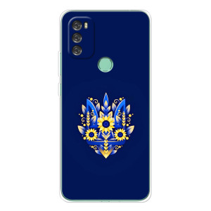 Чехол с украинским гербом на Blackview A70 Pro – Цветочный герб