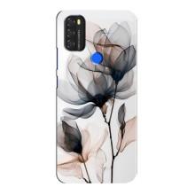 Чехол с цветочным принтом на Блеквью А70 (Цветы на белом)