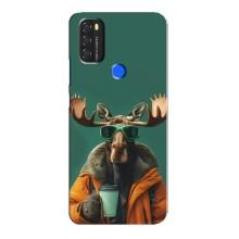 Чохол з принтом стильні тварини для Blackview А70 (Лось з кавою)