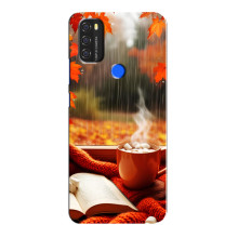 Чехол с уникальным дизайном «Осень с кофе» для Blackview A70 – Кофе и дождь