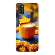 Чехол с уникальным дизайном «Осень с кофе» для Blackview A70 – Кофе с жёлтым