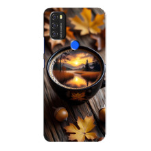 Чехол с уникальным дизайном «Осень с кофе» для Blackview A70 – Тёмный кофе