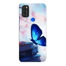Силиконовый бампер с картинкой животных для Blackview A70 (Бабочка синяя)