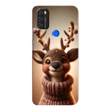Яркий чехол для Blackview A70 с Зимними Оленятами – Олень в свитере