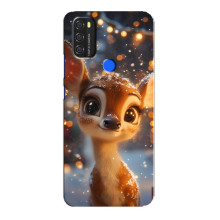 Яркий чехол для Blackview A70 с Зимними Оленятами – Оленёнок среди гирлянд